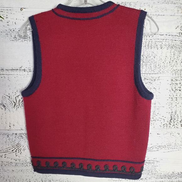 Vintage Pendleton Petite Maroon Knit Embroidered Floral Sweater Vest Sz M - Picture 4 of 8